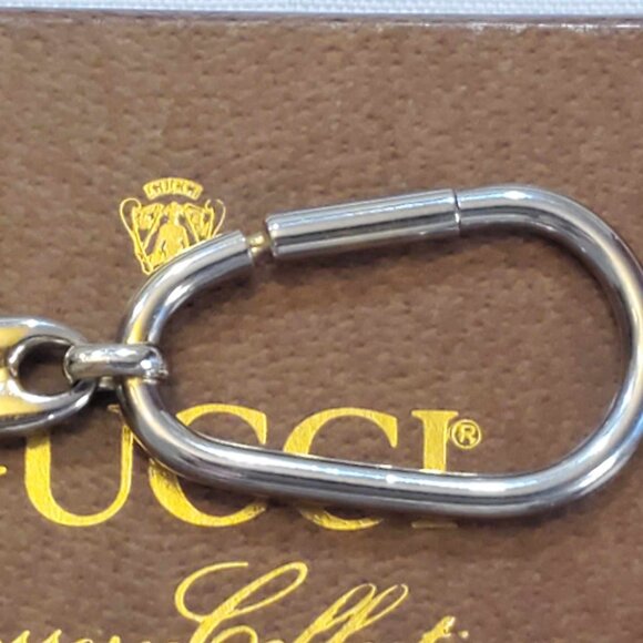 GUCCI Vintage Interlocking GG Logo Two Tone Bag Charm Key Ring Key Chain - Picture 14 of 16